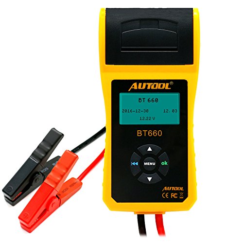 AUTOOL BT660 12V24V Battery Load Tester Analyzer with Printer for Regular Flooded CCA 100-3000 Auto Battery Direct Health Checker with Data Printer Cranking System Test and Charging System Test