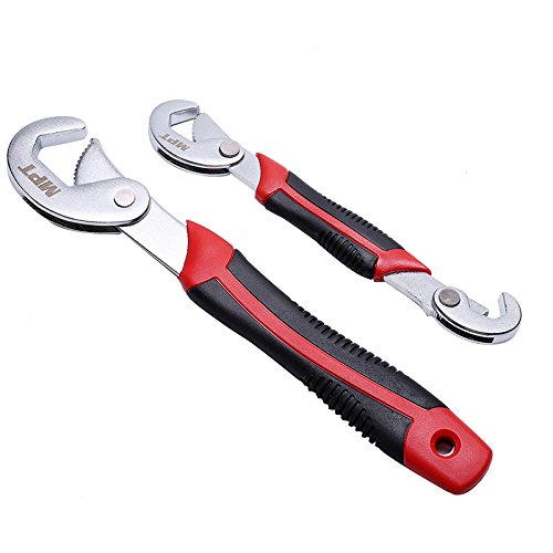 MPT Multi-Function 2Pcs Universal Wrench Adjustable Grip Wrench Set 9-32Mm Ratchet Wrench Spanner Multifunctional Hand Tools Red