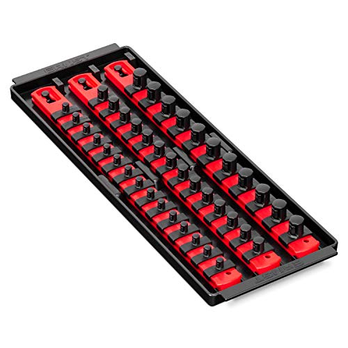 Ernst Manufacturing 8490 Socket Boss 3Rail MultiDrive Socket Organizer 13Inch Red